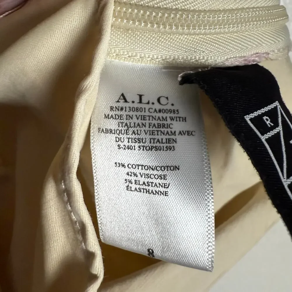 A.L.C. Charlotte Sateen Pleated Cream Sleeveless Halter Tank Top Size 8